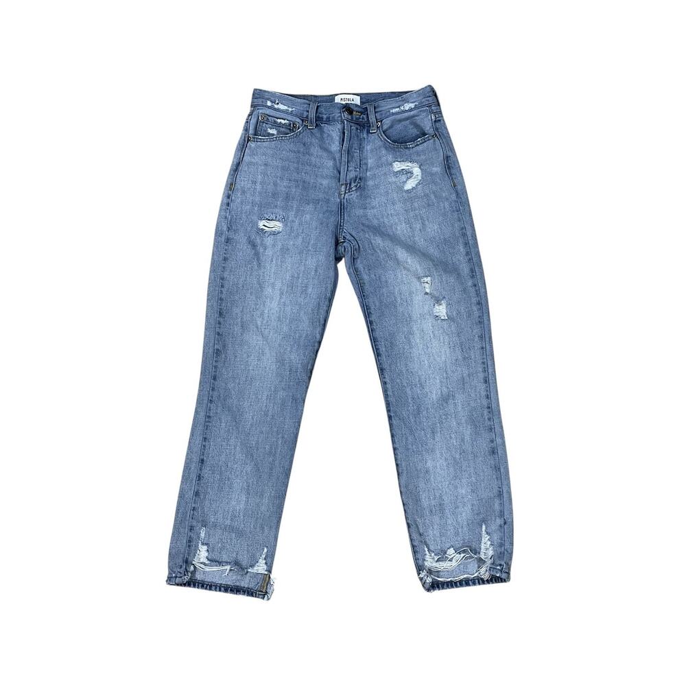 Pistola Jeans Women Size 26 Charlie High Rise Distressed Straight Leg Button Fly
